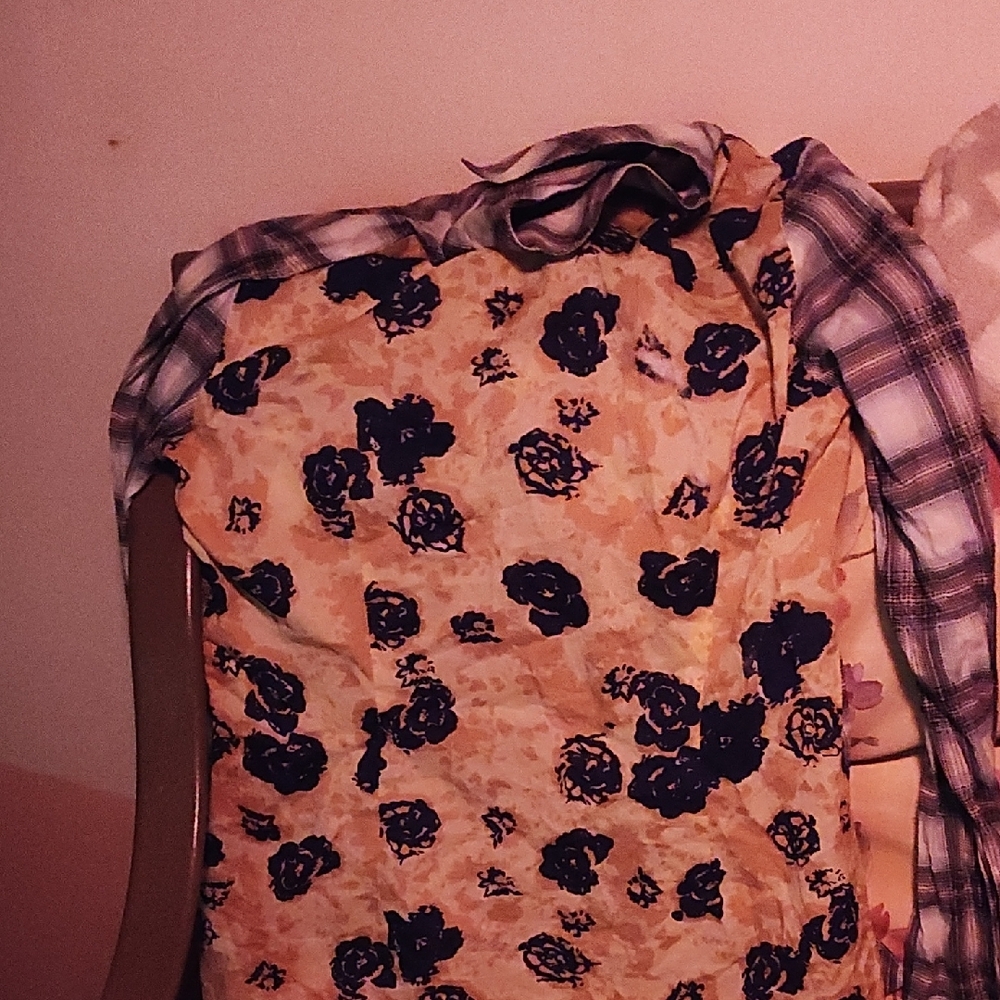 Floral and Plaid Scarf